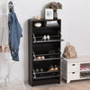 HOMCOM Narrow Shoe Storage Cabinet w/ 3 Flip Doors and Open Shelf, Coffee