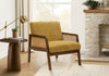 Monarch Specialties - Accent Chair, 30"H, Upholstered, Living Room, Bedroom, Gold Fabric, Brown Walnut Wood | Monarch Specialties - Chaise D'Appoint, 30"H, Rembourre, Salon, Chambre A Coucher, Dore, Bois Noyer Brun