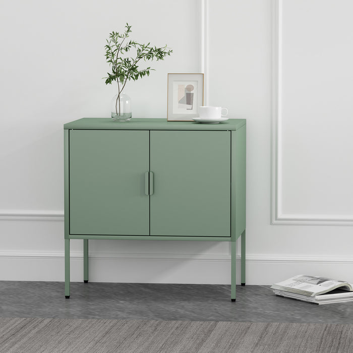 Ava Modern 24\" Metal Accent Cabinet in Sage Green