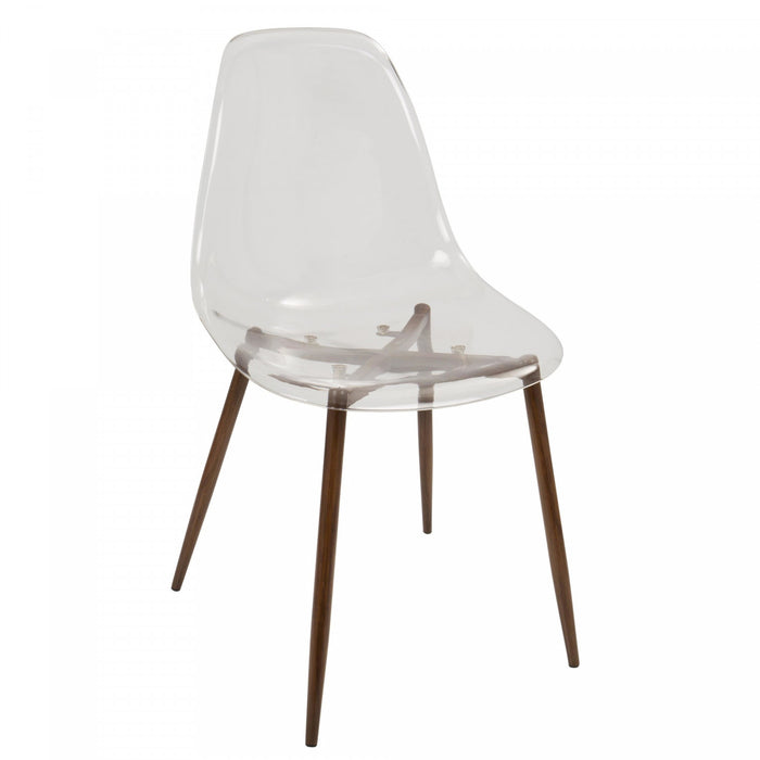 LumiSource Clara Walnut Clear Mid-Century Modern Dining Accent Chair - Set of 2