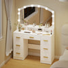 HOMCOM Vanity Desk with Lighted Mirror Makeup Vanity with 7 Drawers White