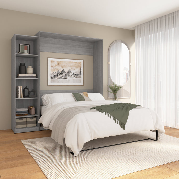 Bestar Claremont 5-Shelf Queen Murphy Bed - Platinum Grey
