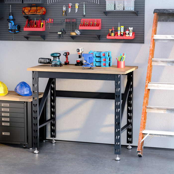 Homcom 45\" Solid Wood Tabletop Workbench