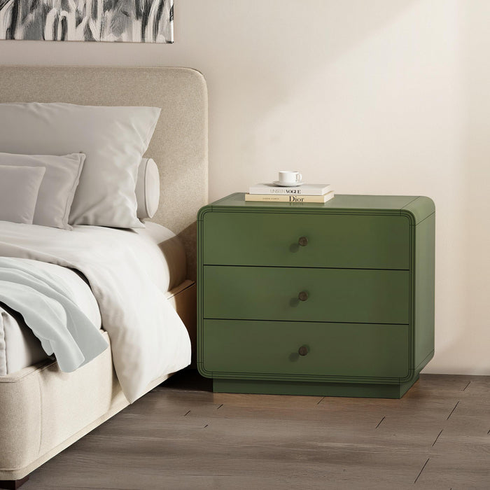 Liora Contemporary 28\" Nightstand in Green (3-Drawer)