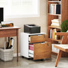 HOMCOM 2 Drawer File Cabinet with Lock Wheels Hanging Bars Nature Wood