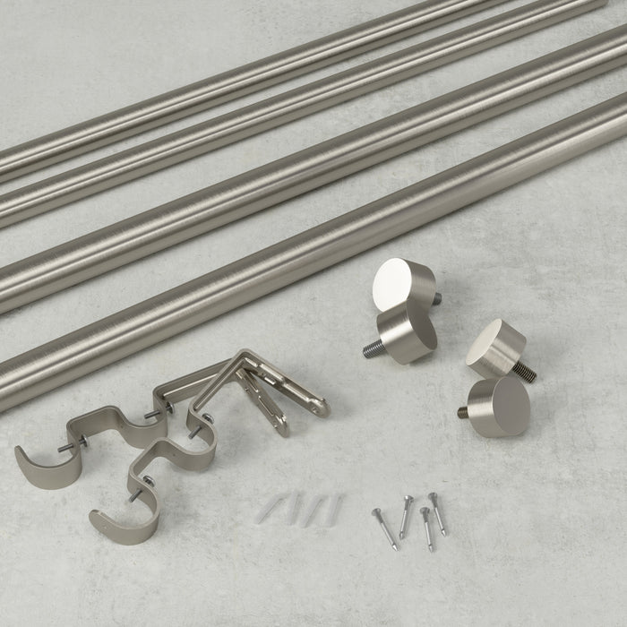 Umbra Cappa Nickel Steel Expandable Double 1\" Curtain Rod - 120\"-180\" 