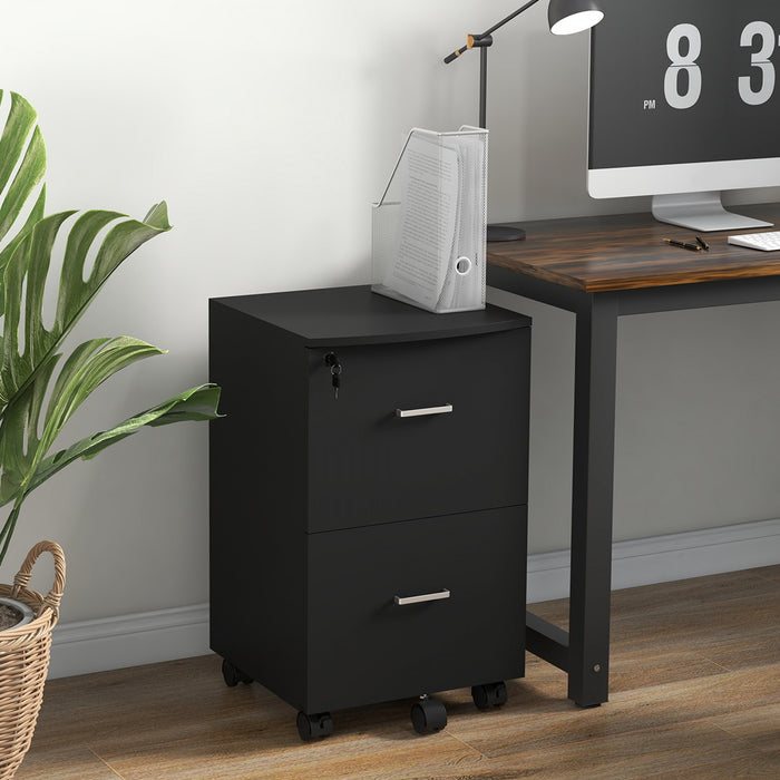 Vinsetto 2-drawer Mobile Office File Cabinet With Lock