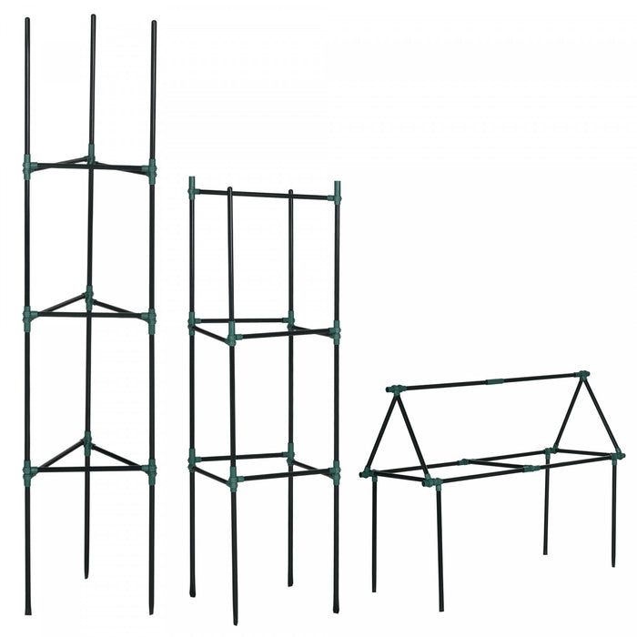 Outsunny 3 Pack Tomato Cage Set, Diy Tomato Plant Support, Dark Green