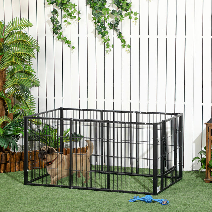 Pawhut 6 Panel 32.5\" - 59\" X 31\" Dog Playpen, Heavy Duty Pet Playpen With Door, Adjustable Dog Exercise Pen For Indoor Outdoor, Small Dogs
