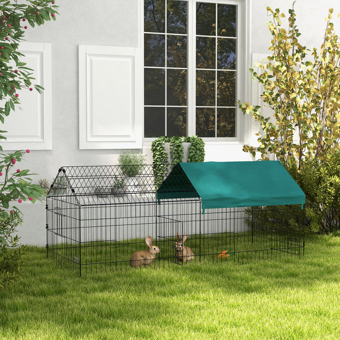 Pawhut 73\" Small Animal Cage, Pet Playpen For Chicken, Rabbits, Chinchillas, Outdoor Small Animal Playpen With Spire Roof, Green
