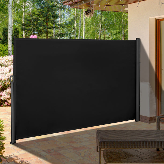 Outsunny 118\" X 71\" Retractable Side Awning Folding Privacy Screen Black