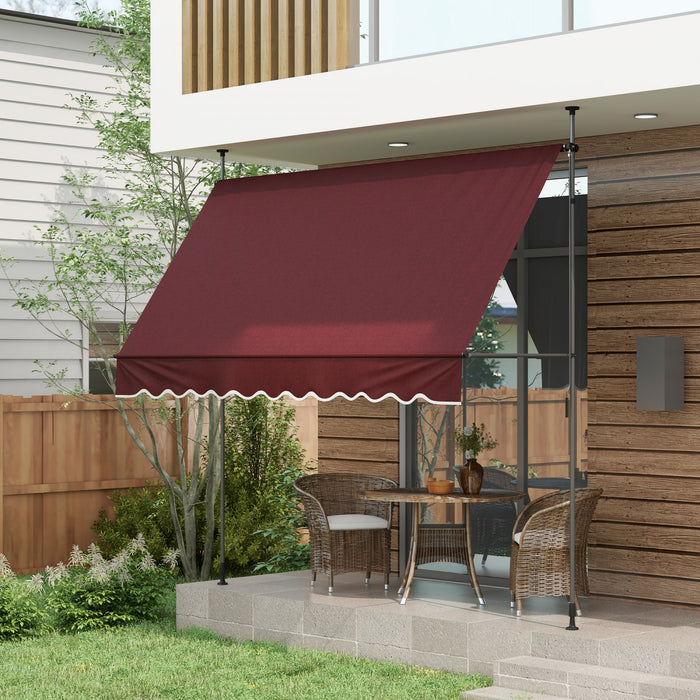 Outsunny 10' X 3' Retractable Awning, Freestanding & Non-screw, Wine Red