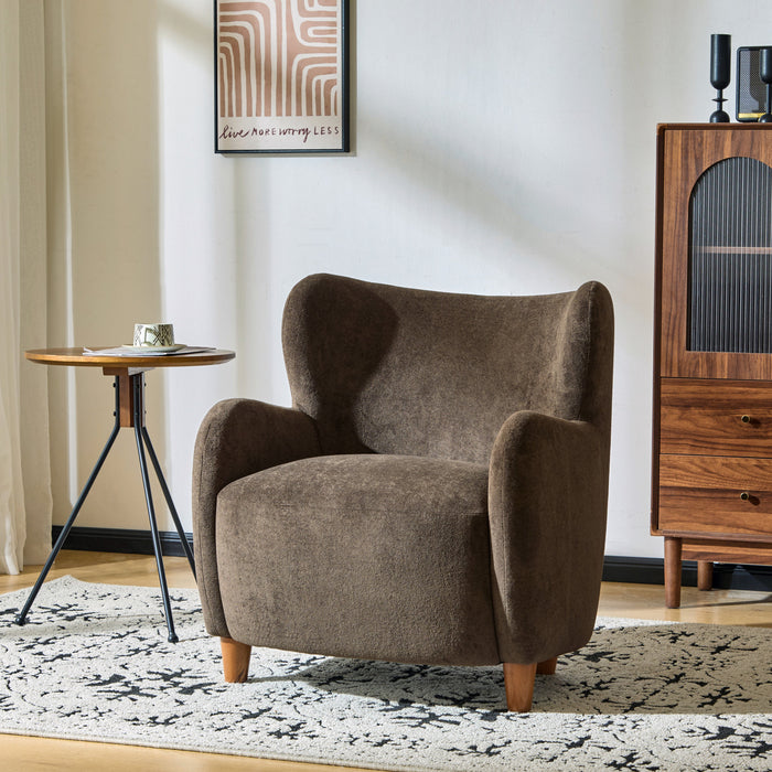 Sophia Upholstered Comfortable Armchair with Wingback,Dark Brown Accent Chair