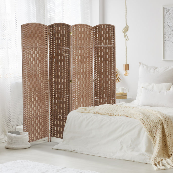 Homcom Double Hinged Woven Wicker Room Divider And Privacy Screens