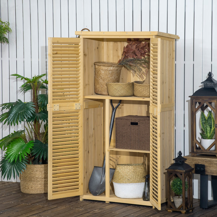 Outsunny 3' X 5' Wooden Garden Storage Shed, Sheds & Outdoor Storage With Asphalt Roof & 2 Large Wood Doors With Lock, Natural