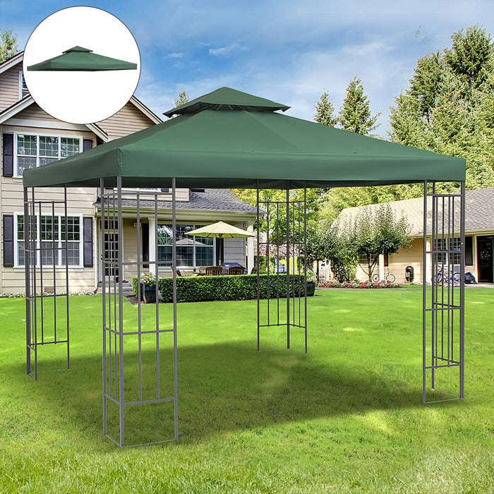 Outsunny 9.8' X 9.8' Square 2-tier Gazebo Canopy Replacement Top Cover Outdoor Garden Sun Shade, Green