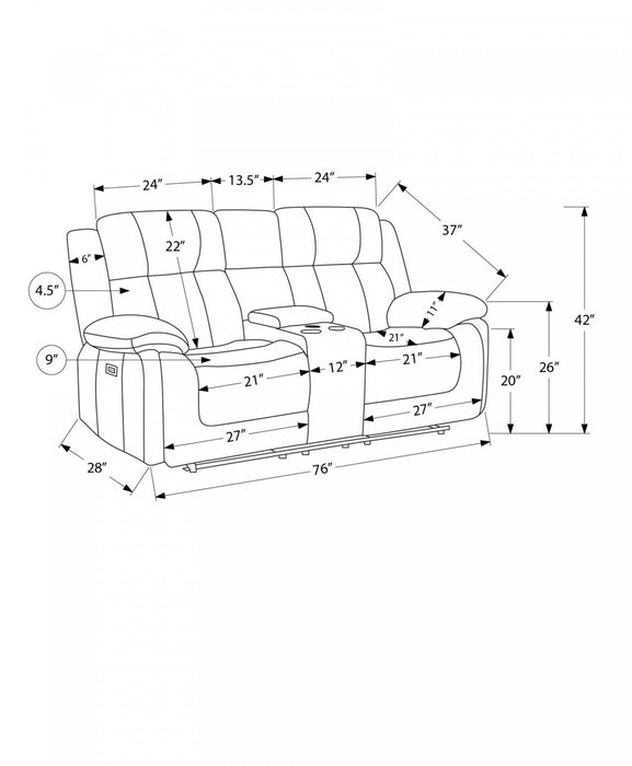 MONARCH SPECIALTIES 2-SEATER POWER RECLINING UPHOLSTERED LOVE SEAT, 76\" WIDE, BEIGE FABRIC, TRANSITIONAL Recliner