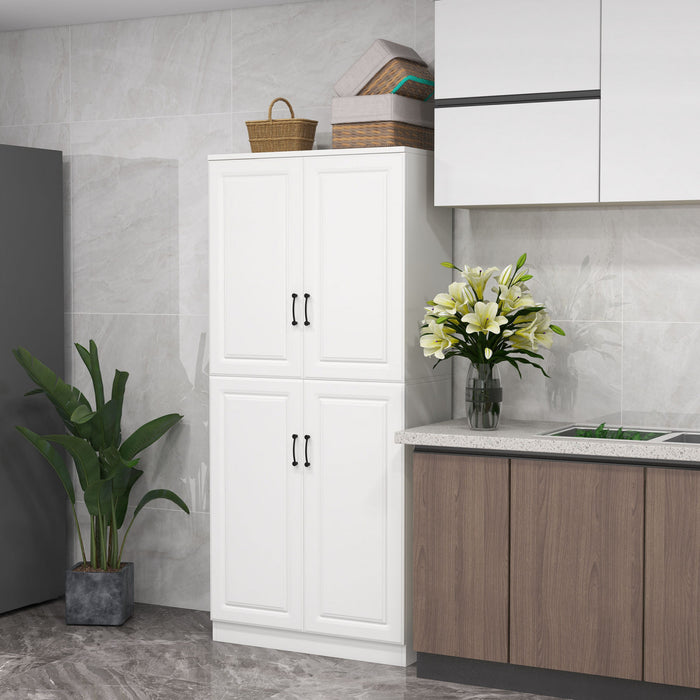 HOMCOM 71\" Kitchen Pantry with 4 Hinged Doors and Adjustable Shelves
