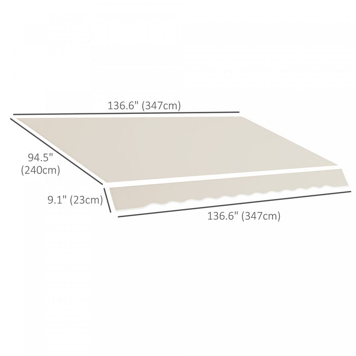 Outsunny 11' X 8' Retractable Awning Fabric Replacement Outdoor Sunshade Canopy Awning Cover, Uv Protection, Cream White