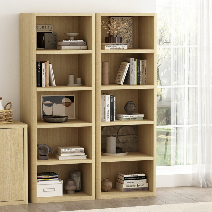 Rivington Modern 28\" Open Bookcase in Natural Oak - Set of 2