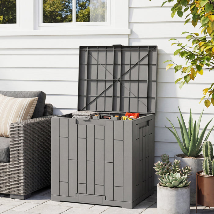 Outsunny 30 Gallon Resin Deck Box, Lockable Outdoor Storage Box