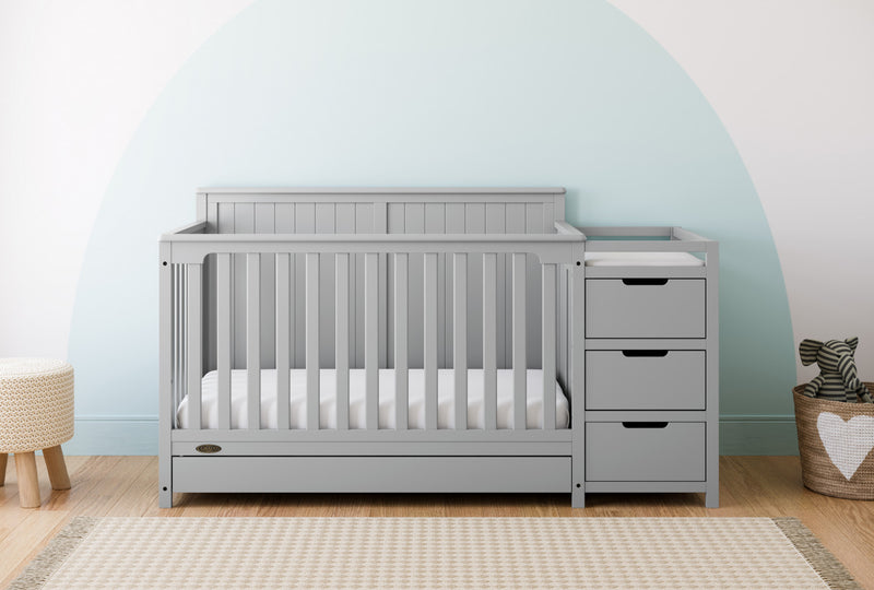Graco Hadley 5-in-1 Convertible Crib and Changer with Drawer - Pebble Gray