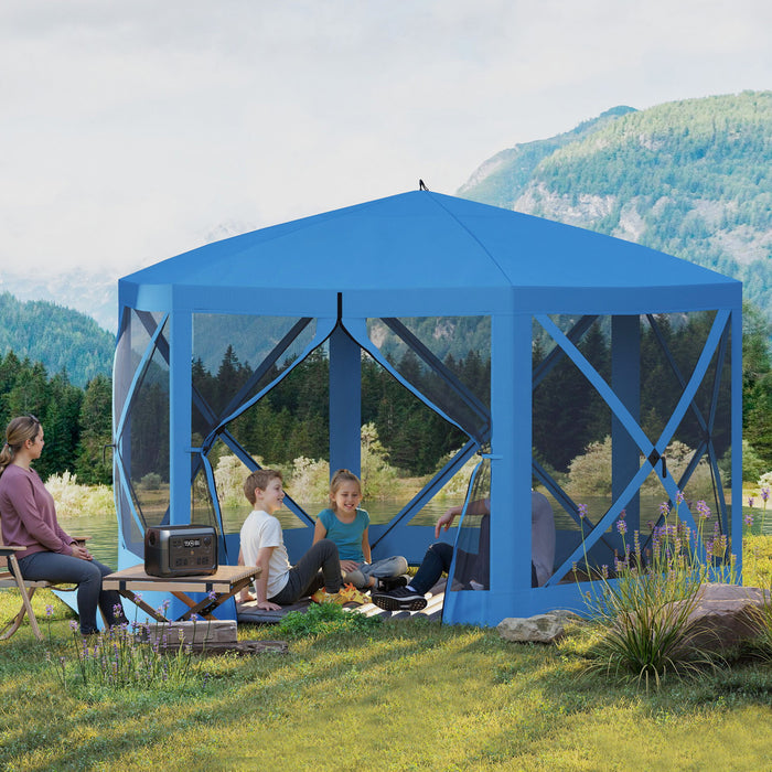 12' X 12' Pop Up Screen Tent, Camping Shelter Picnic Canopy, Blue