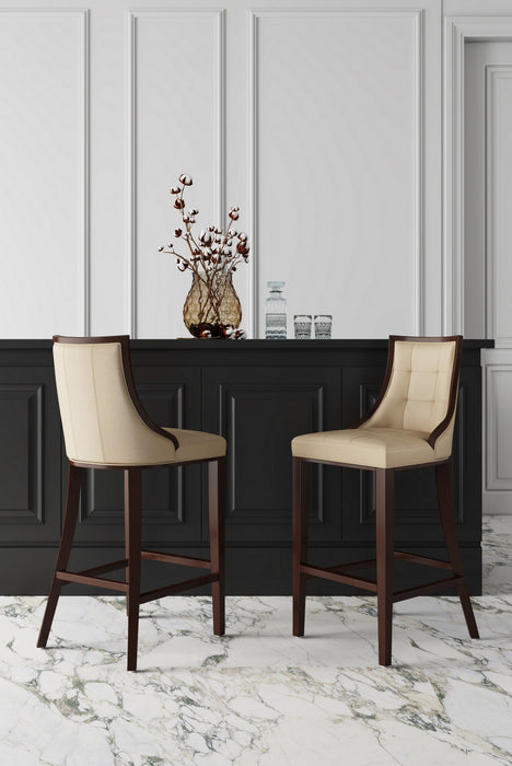Fifth Avenue Traditional Wood Upholstered Barstool in Cream - Set of 3