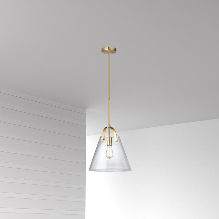 Dainolite Polly 1 Light Pendant Medium Aged Brass Finish Clear Glass Lamp