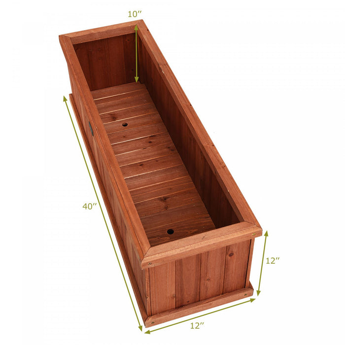 Costway 40 Inch Wooden Flower Planter Box Garden Yard Decorative Window Box Rectangular
