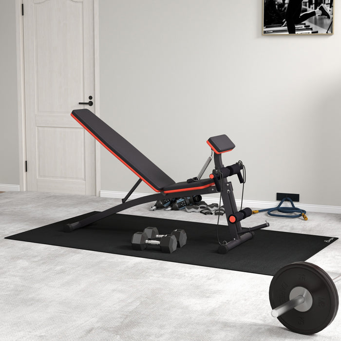 Soozier Foldable Adjustable Dumbbell Bench Press, Weight Lifting Sit Up Ab Workout Bench for Home Training Gym Incline Flat Multiuse Workout Exercise Fitness, Red