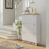 HOMCOM Shoe Cabinet with 3 Flip Drawers for 24 Pairs of Shoes, White