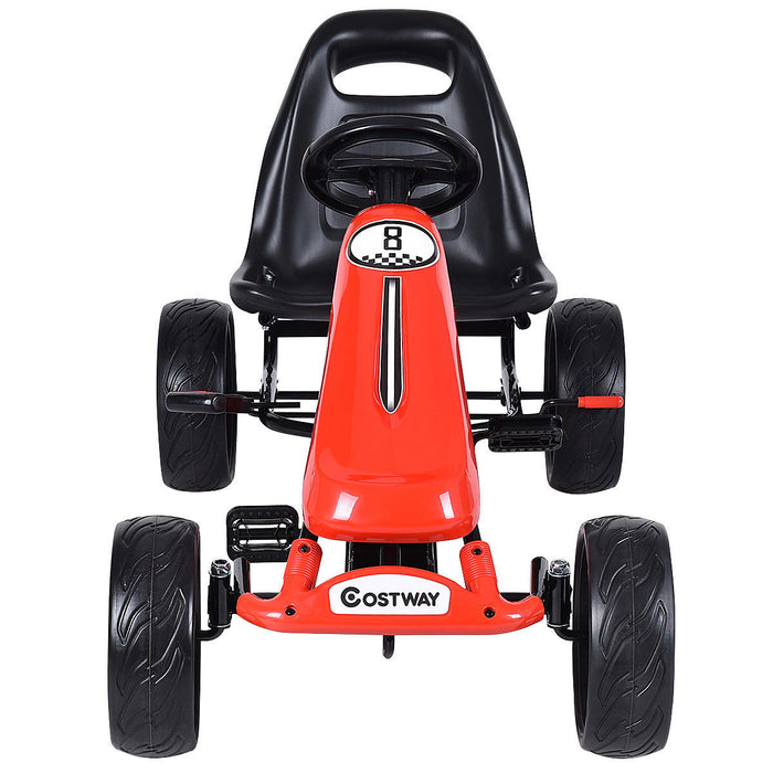 Costway Xmas Gift Go Kart Kids Ride On Car Pedal Powered Car 4 Wheel Racer Toy Stealth Outdoor