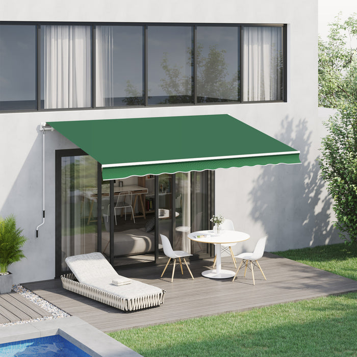 Outsunny Retractable Awning Manual Sun Shade Shelter Green
