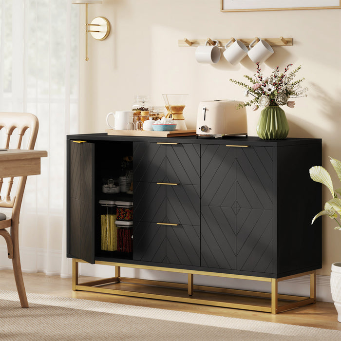 HOMCOM 3-Door Storage Cabinet Sideboard for Dining Room, Living Room
