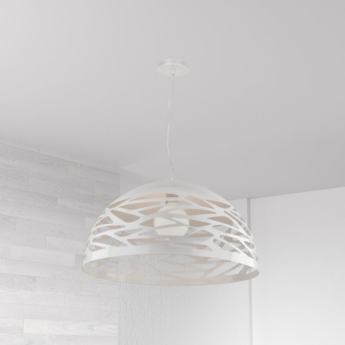 Dainolite Coral 1 Light Pendant 20\" Dia Matte White Finish Lamp