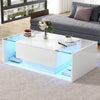 Evan Coffee Table with LED Lighting and Glass Top,White | Evan table basse – table avec eclairage LED et plateau en verre, blanc
