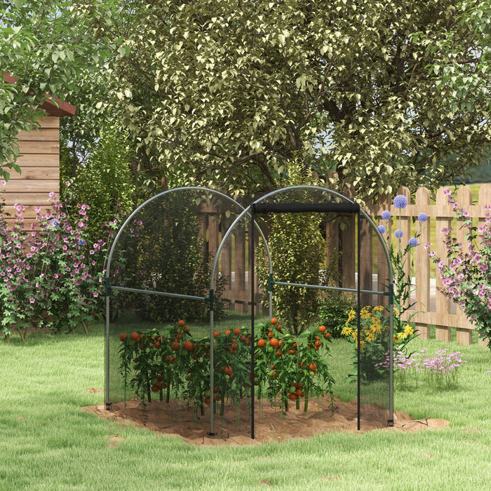 Outsunny 4.9' x 3.9' Plant Protector from Animals with Zipper Roll-Up Door
