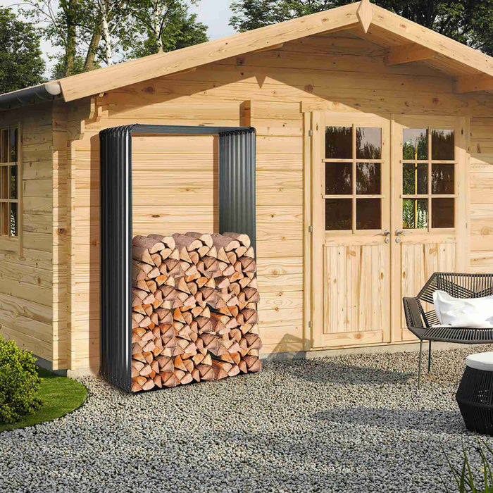 Costway 2 Pcs Galvanized Raised Garden Bed Outdoor Planter Box Firewood Rack Log Holder