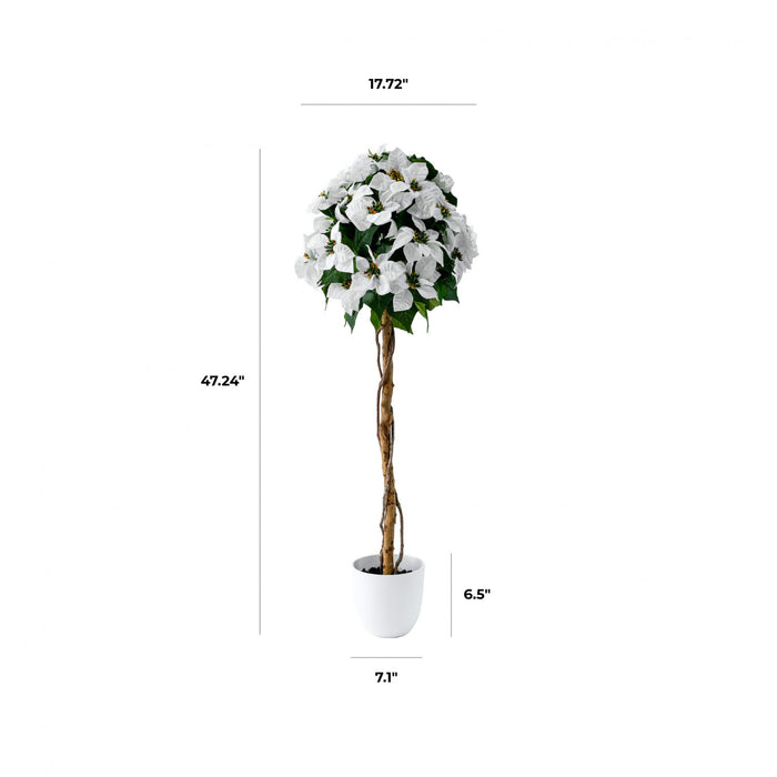 White 47\" Poinsettia Tree
