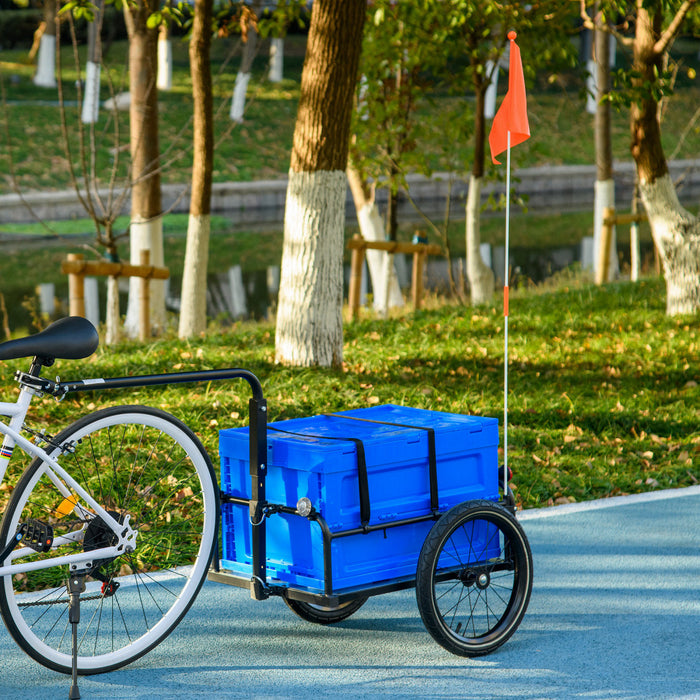 Aosom Bicycle Cargo Trailer Bike Wagon with Removable Storage Box, Blue