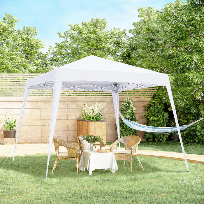 Outsunny 8' X 8' Pop Up Canopy Foldable Outdoor Canopy Tent W/ Bag, White