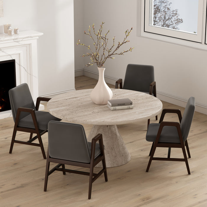 Stella Modern Velvet Wood Armchair in Graphite - Set of 4