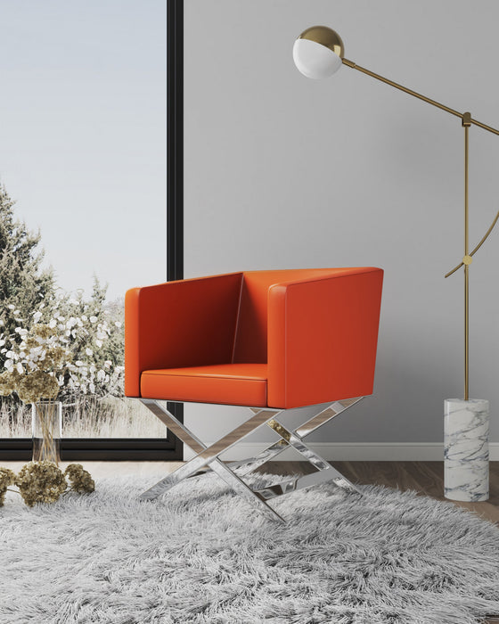 Hollywood Contemporary Vegan Leather Accent Armchair in Orange - Set of 2