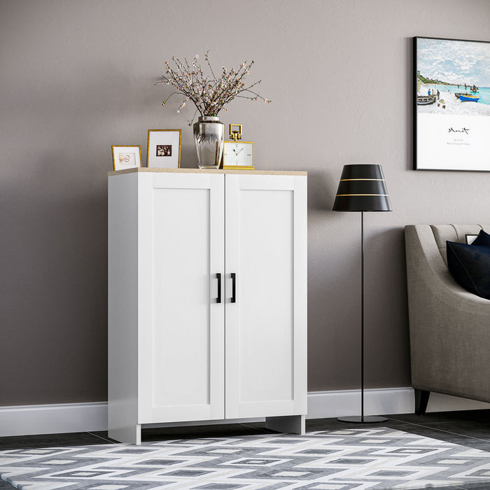 HOMCOM Storage Cabinet with Double Doors and Adjustable Shelf, White