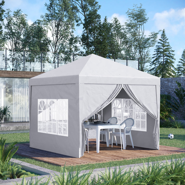 Outsunny 10'x10' Outdoor Pop Up Party Tent Gazebo Canopy With Carrying Bag (white)