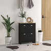 HOMCOM Hallway Shoe Cabinet with 2 Flip Drawers for 12 Pair of Shoes Black