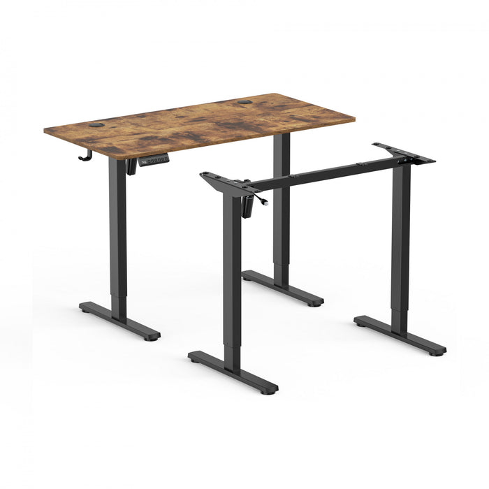 TygerClaw Sit-Stand Desk with USB Ports and Storage in Brown