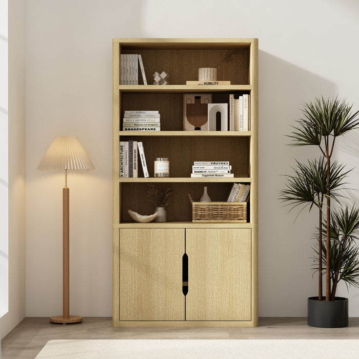 Rivington Modern 40\" Bookcase Cabinet in Natural Oak