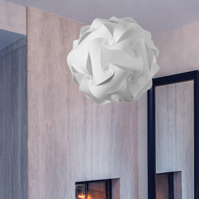 Dainolite Globus 3 Light Pendant Large Polished Chrome Finish White Fabric Lamp